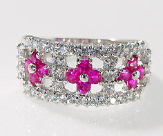 SV925 ルビー キュービックジルコニア フラワー リング 指輪 シルバー925 SILVER スターリングシルバー 花モチーフ 誕生日 7月誕生石 メッセー...