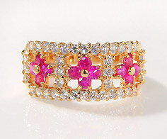 SV925 ルビー キュービックジルコニア フラワー リング指輪 シルバー SILVER 誕生日 7月誕生石 刻印 文字入れ メッセージ ギフト 贈り物 ピンキ...