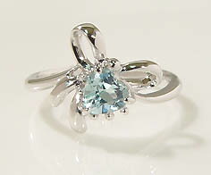 週末限定500円クーポン SV925 アクアマリン リボン リング指輪 シルバー925 SILVER スターリングシルバー アクワマリン 誕生日 3月誕生石 刻...