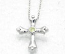 SV925 ペリドット クロス ペンダントネックレス シルバー925 SILVER スターリングシルバー 十字架 誕生日 8月誕生石 カットボールチェーン メッ...