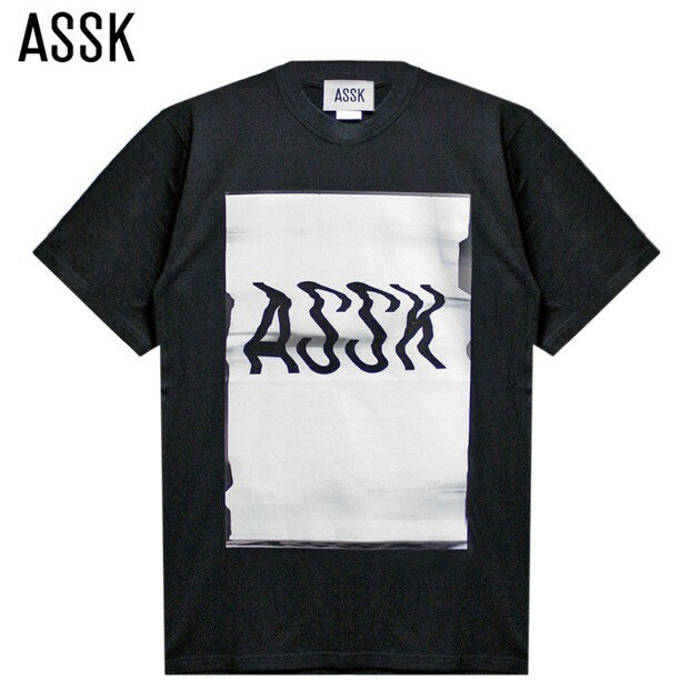 ASSK | GLITCH ASSK LOGO T-SHIRT (BLACK) Tシャツ グリッチ ロゴ グラフィック プリント メンズ トップス ブラック