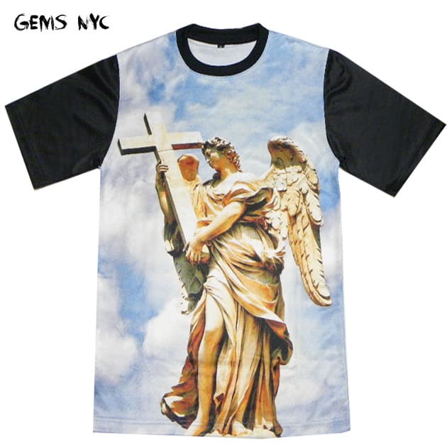 Rakuten - GEMS NYC | GODS ABOVE T-SHIRT (BLUE/BLACK) Tシャツ バロックデザイン ロゴ グラフィック プリント トップス メンズ ブルー ブラック