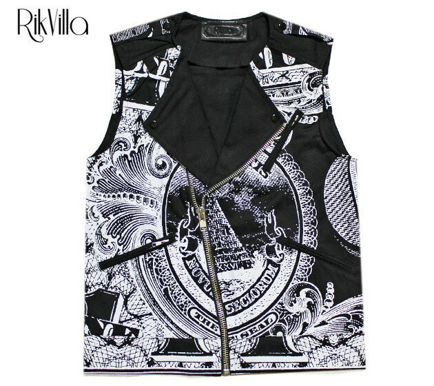  RIK VILLA (リック ヴィラ) $ MOTO VEST (BLACK/WHITE)  