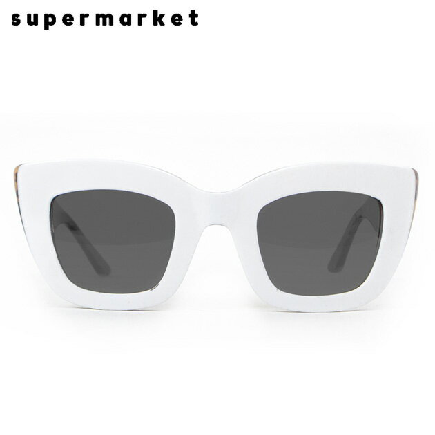 SUPERMARKET | CAT FOOD SUNGLASSES (COOKIES & CREAM) サングラス ビッグフレーム 大きめ 猫目 キャットアイ UVカット 豹柄 ホワイト レオパード