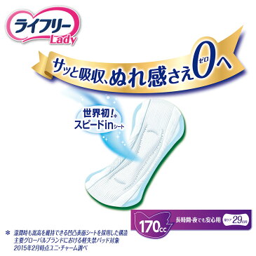 ライフリー さわやかパッド 長時間・夜でも安心用 170cc 22枚 1箱(6袋セット) 無地ダンボール 『送料無料』 ユニ・チャーム公式ショップ