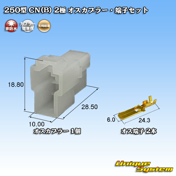 Rakuten - 矢崎総業 250型 CN(B) 2極 オスカプラー・端子セット