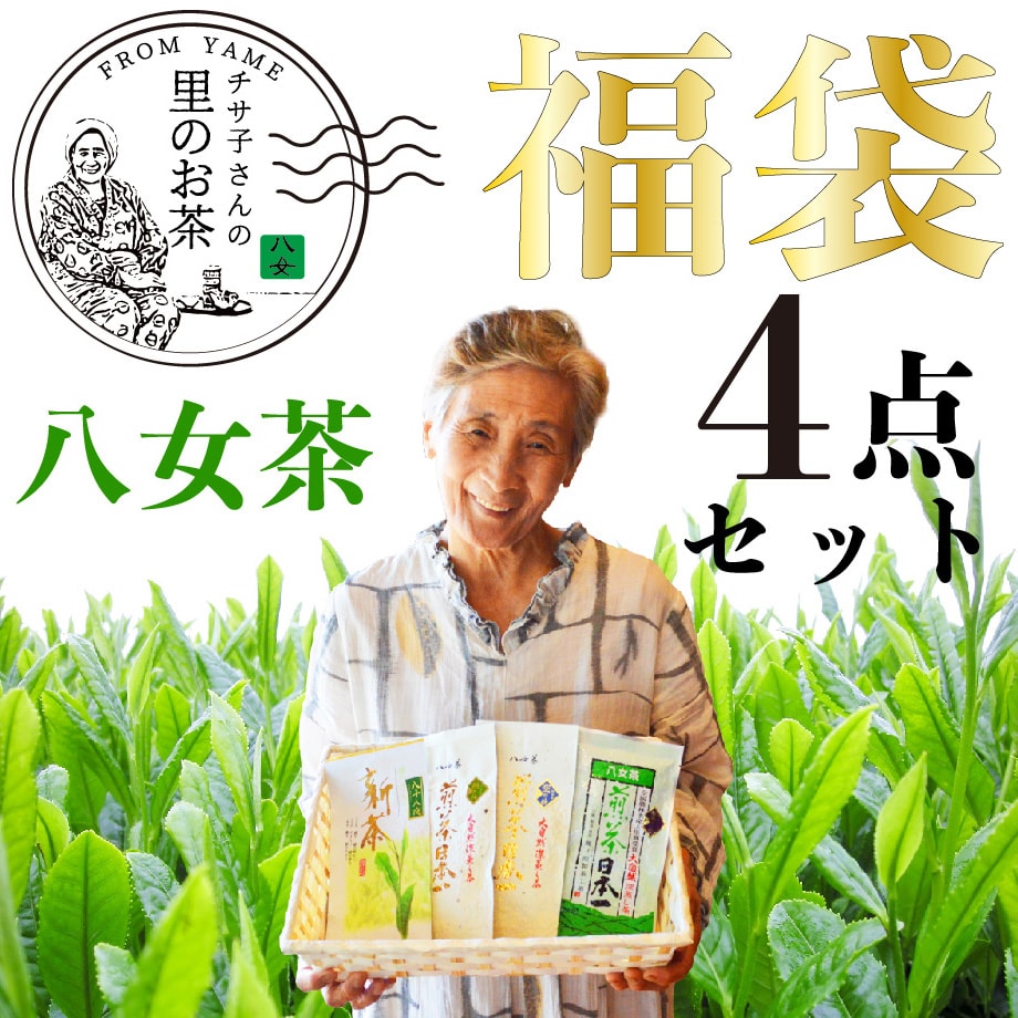 ＜マラソンポイント5倍＞新茶 福袋 送料無料 八女茶 煎茶 お茶飲み比べ お試し 煎茶4点セット 緑茶 日本茶 詰め合せ 茶葉セット メール便 茶葉 国産 ポイント消化 鵜ノ池製茶