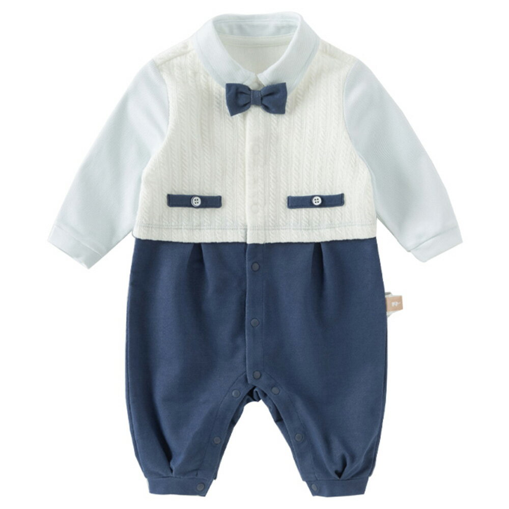 ベビー ベビー服 男の子 新生児 長袖 おしゃれ ブルー ロンパース コットン つなぎ 上品 結婚式 お食い..