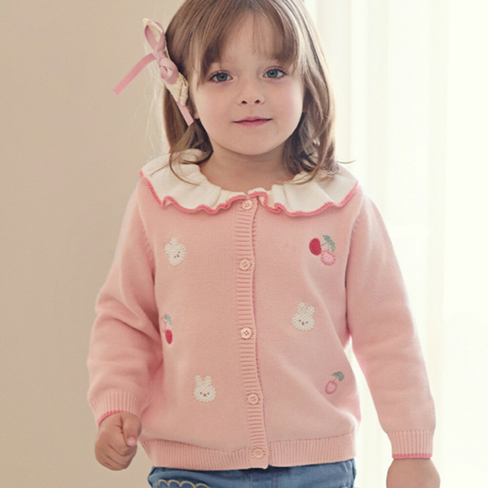 楽天アーバン ミニ スタイル女の子 キッズ 子供服 トップス 長袖 カーディガン 襟付き フリル ピンク 前ボタン 通園 通学 普段着 フォーマル 発表会 結婚式 可愛い 春 秋 冬 70 80 90 100 110 120 130 140 cm db3242288 dave&bella デイブベラ