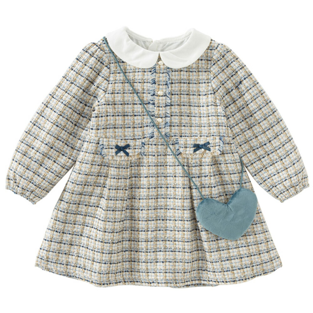 楽天アーバン ミニ スタイル女の子 キッズ 子供服 ワンピース 長袖 ツイード 襟付き 通園 通学 普段着 フォーマル 発表会 結婚式 食事会 可愛い 春 秋 冬 70 80 90 100 110 120 130 140 150 cm db3243931 dave&bella デイブベラ
