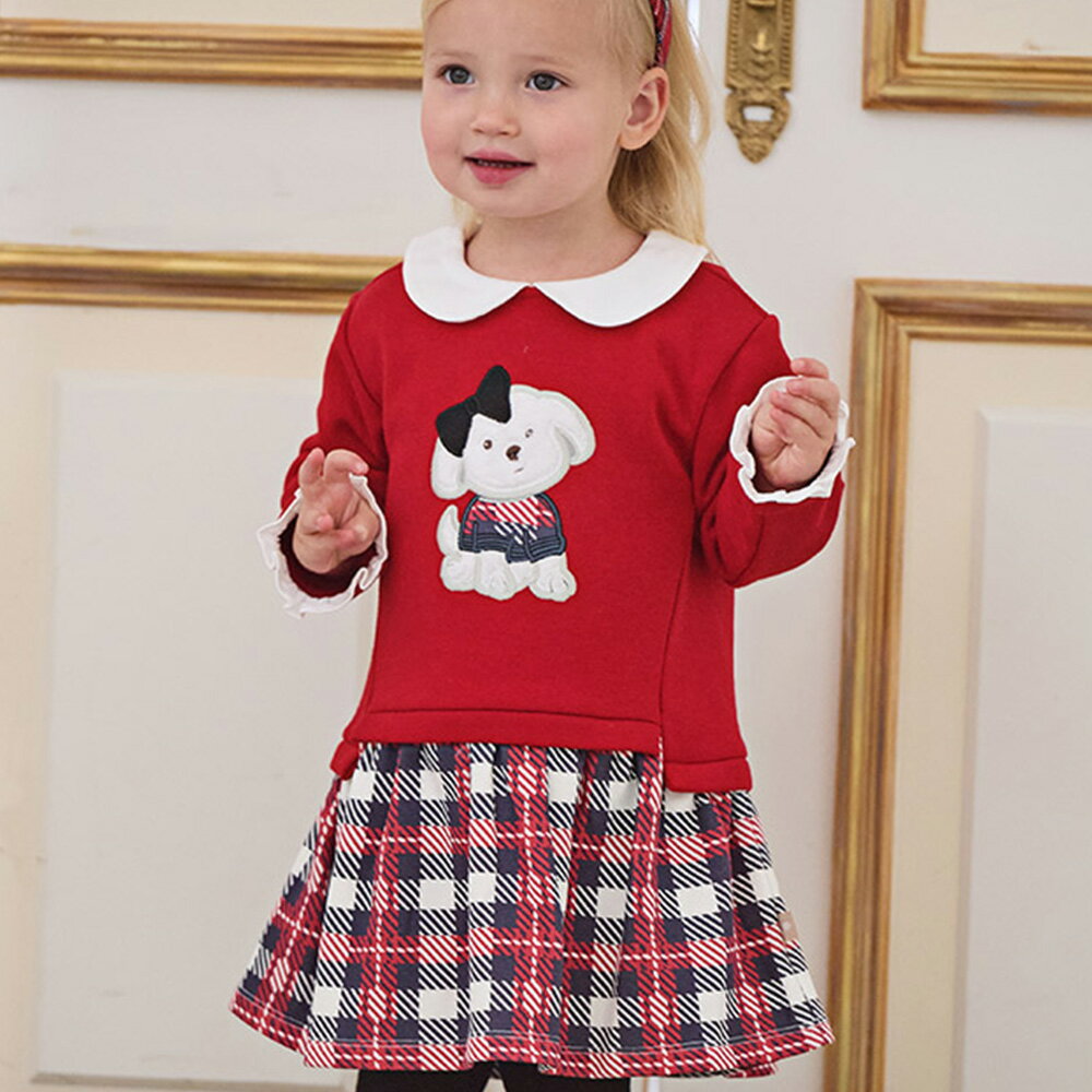 キッズ 女の子 子供服 長袖 ワンピース 襟付き 上品 チェック 起毛 重ね着風 通園 通学 普段着 フォーマル 発表会 かわいい 春 秋 冬 70 80 90 100 110 120 130 140 cm db4242924 dave&bella デイブベラ