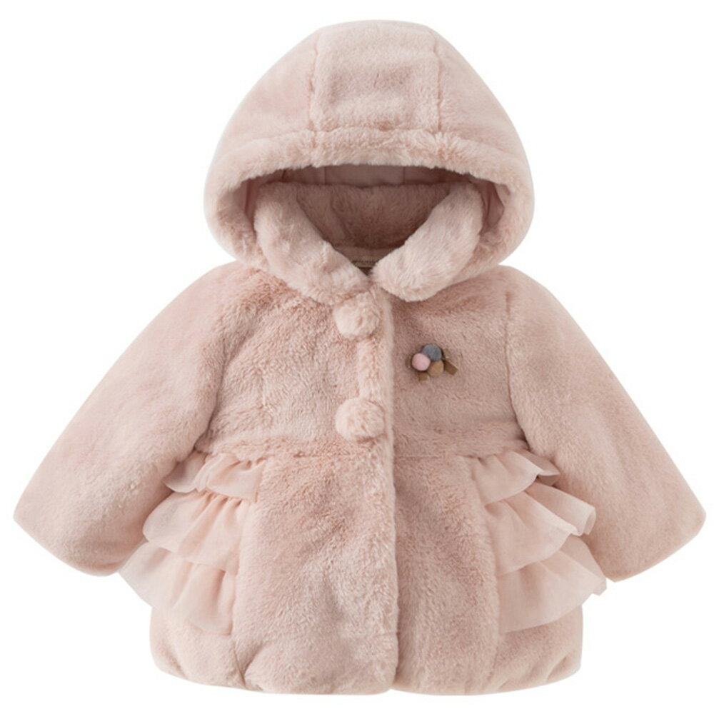 女の子 キッズ 子ども服 アウター コート ジャケット ブルゾン ファー フェイクファー ボア フード付き ふわふわ フリル あたたかい 防寒着 普段着 通園 ...