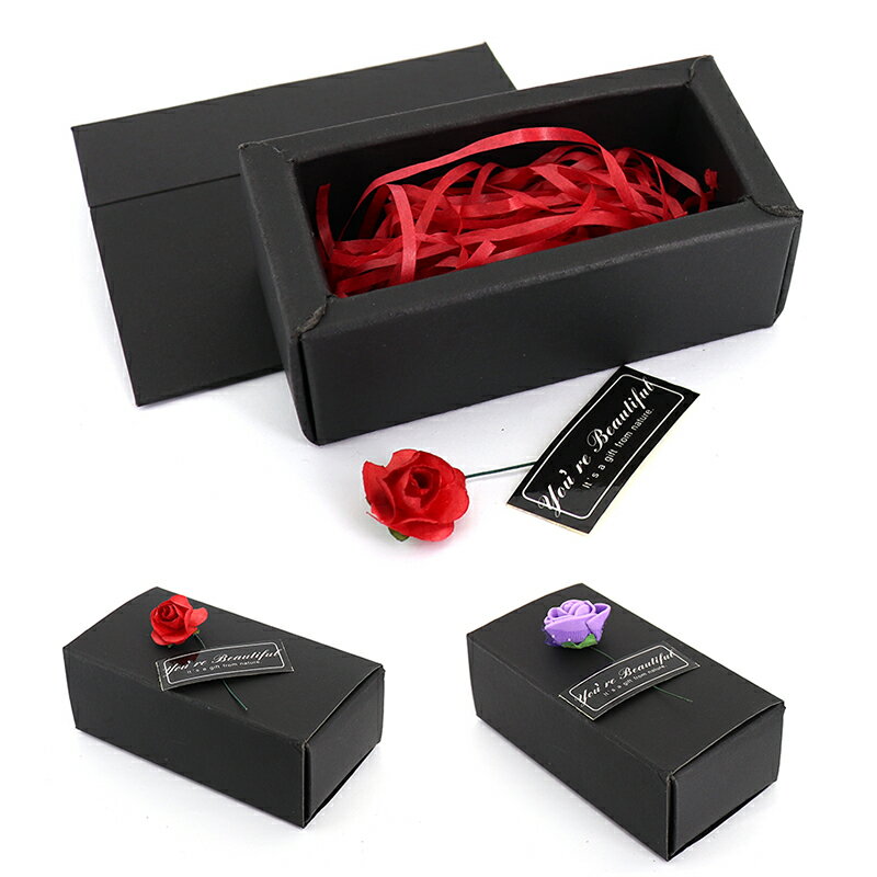 プレゼントラッピング材セット【 ブラック 】黒小箱型取り紙 手提げ袋 赤いバラ 紫のばら ラベルシール