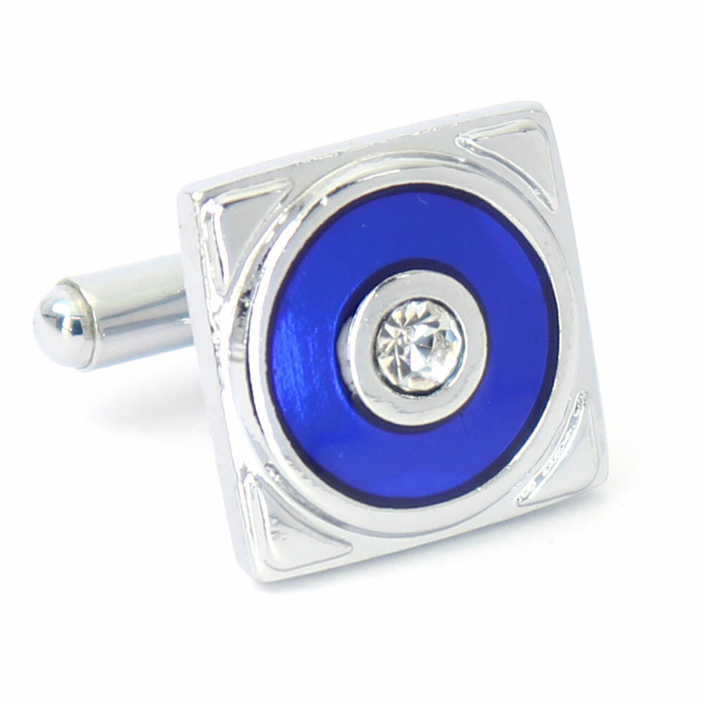 【 即日発送 】 ■ 四角形 円形【 色 : シルバー&ブルー】 カフスボタン ■ [ 1000円ぽっきり マラソン買い回り 対象 シルバー系 男女 営業マン ...
