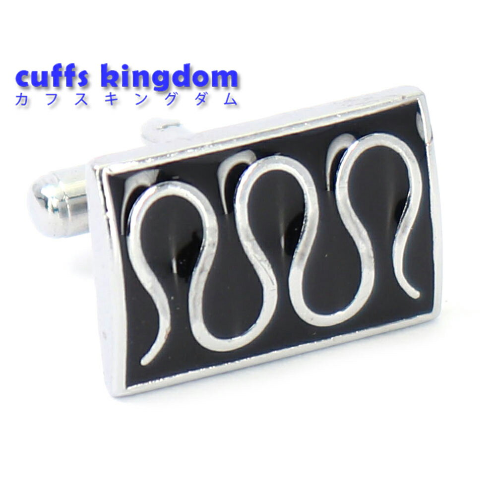 【 即日発送 】 ■ 四角形【 色 : シルバー&ブラック】カフスボタン ■ [ 1000円ぽっきり マラソン買い回り 対象 シルバー系 男女 営業マン おしゃ...