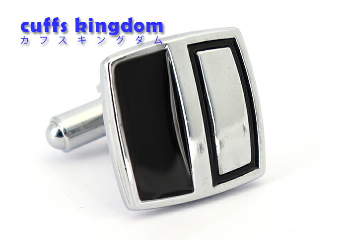 【 即日発送 】 ■ 縦□ 模様 四角 【 色 : 黒銀 】 カフスボタン ■ [ 買い 回り 対象 シルバー系 男女 カフリングス 営業マン おしゃれ かわい...