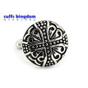 迫力のある円形 シルバアクセ調 カフスボタン 【 シルバー ブラック 】 円形 男女 カフリングス プレゼント 人気 個性 おしゃれ 結婚式 カフス専門店