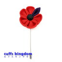■ 赤色いお花のラベルピン 【 赤色 】 ■ 【工芸 コサージュ ブローチ 男女 プレゼント おしゃれ スーツ 】