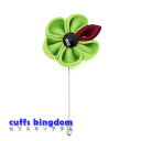 ■ 緑色のお花のラベルピン 【緑 色 】 ■ 【工芸 コサージュ ブローチ 男女 プレゼント おしゃれ スーツ 】
