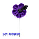 ■ 紫色に黒のワンポイト お花のラベルピン 【紫色 】 ■ 【工芸 コサージュ ブローチ 男女 プレゼント おしゃれ スーツ 】