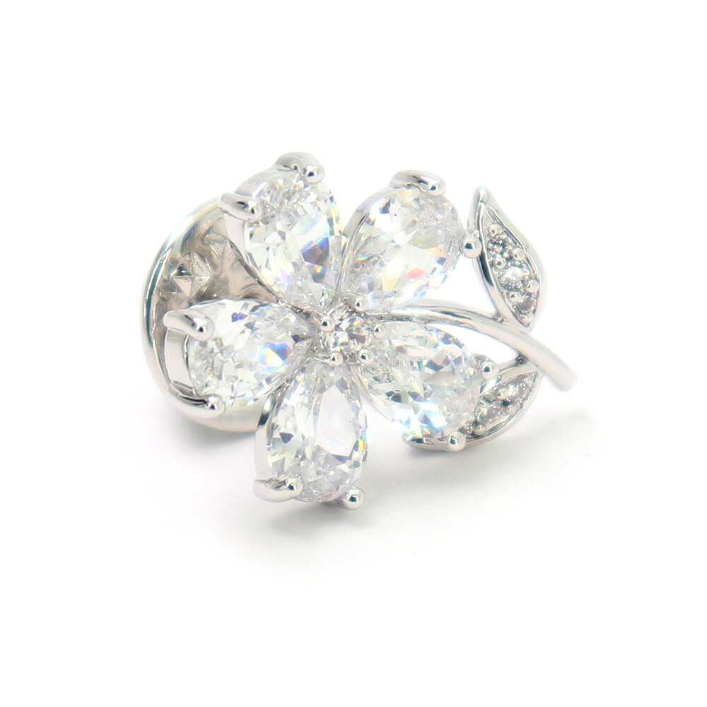 乐天商城 - キラキラかわいいお花型 [シルバー] ネクタイピン兼用ラベルピン 【 シルバー ジュエル系 男女 おしゃれ ジュエル エレガント プレゼント ギフト 大人気 個性 成人式 卒業式 結婚式 カフス専門店 】