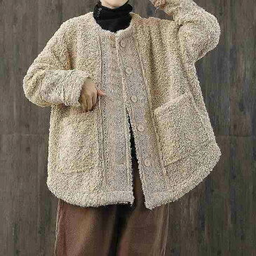 アウター レディース ボアコート ジャケット ロング丈 ladies レデイース セレカジ コート 大きいサイズ XL 3L M ポケット 長袖 グレー ボアコート ジャケット長袖 白 グレー おしゃれ キレイめ カジュアル オルチャン 女性用 ムートン 切替え あったか レース 刺繍