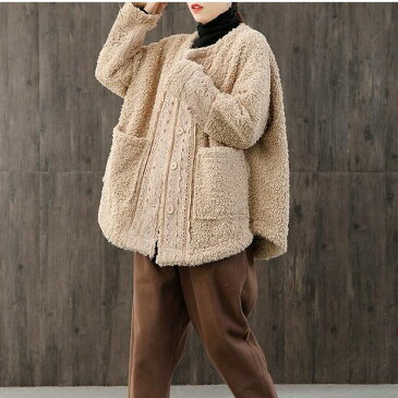 アウター レディース ボアコート ジャケット ロング丈 ladies レデイース セレカジ コート 大きいサイズ XL 3L M ポケット 長袖 グレー ボアコート ジャケット長袖 白 グレー おしゃれ キレイめ カジュアル オルチャン 女性用 ムートン 切替え あったか レース 刺繍