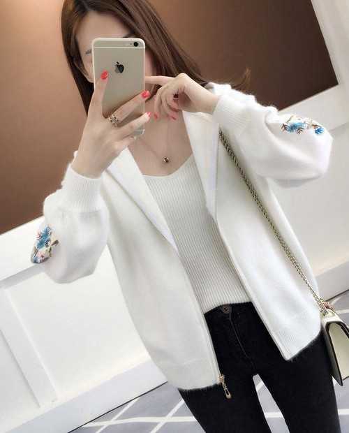 ニットカーディガンレディースフード...