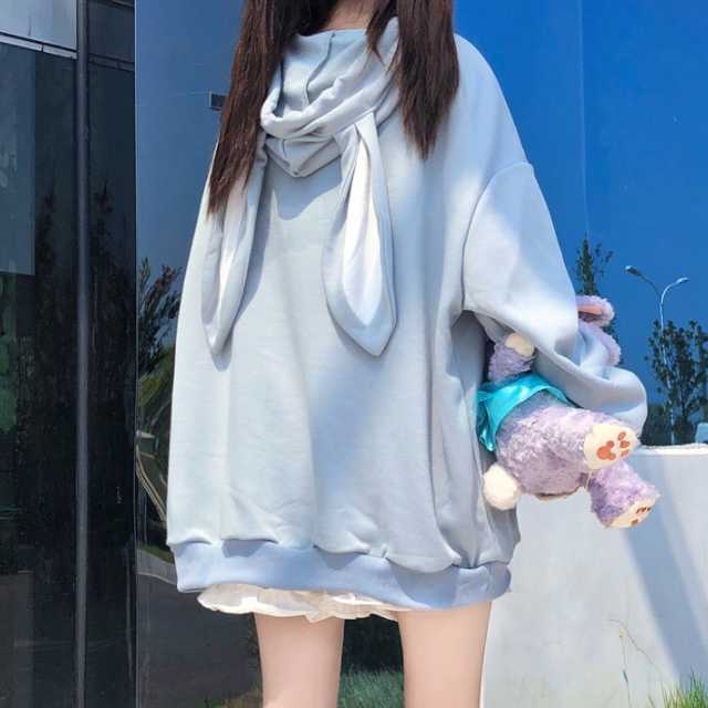 全3色 ラビットパーカー うさぎ うさ耳 ウサ耳 パーカー ロリータ ナチュロリ ナチュラルロリータ ファッション レディース ロング ロング丈 長袖 チュニック丈のサムネイル