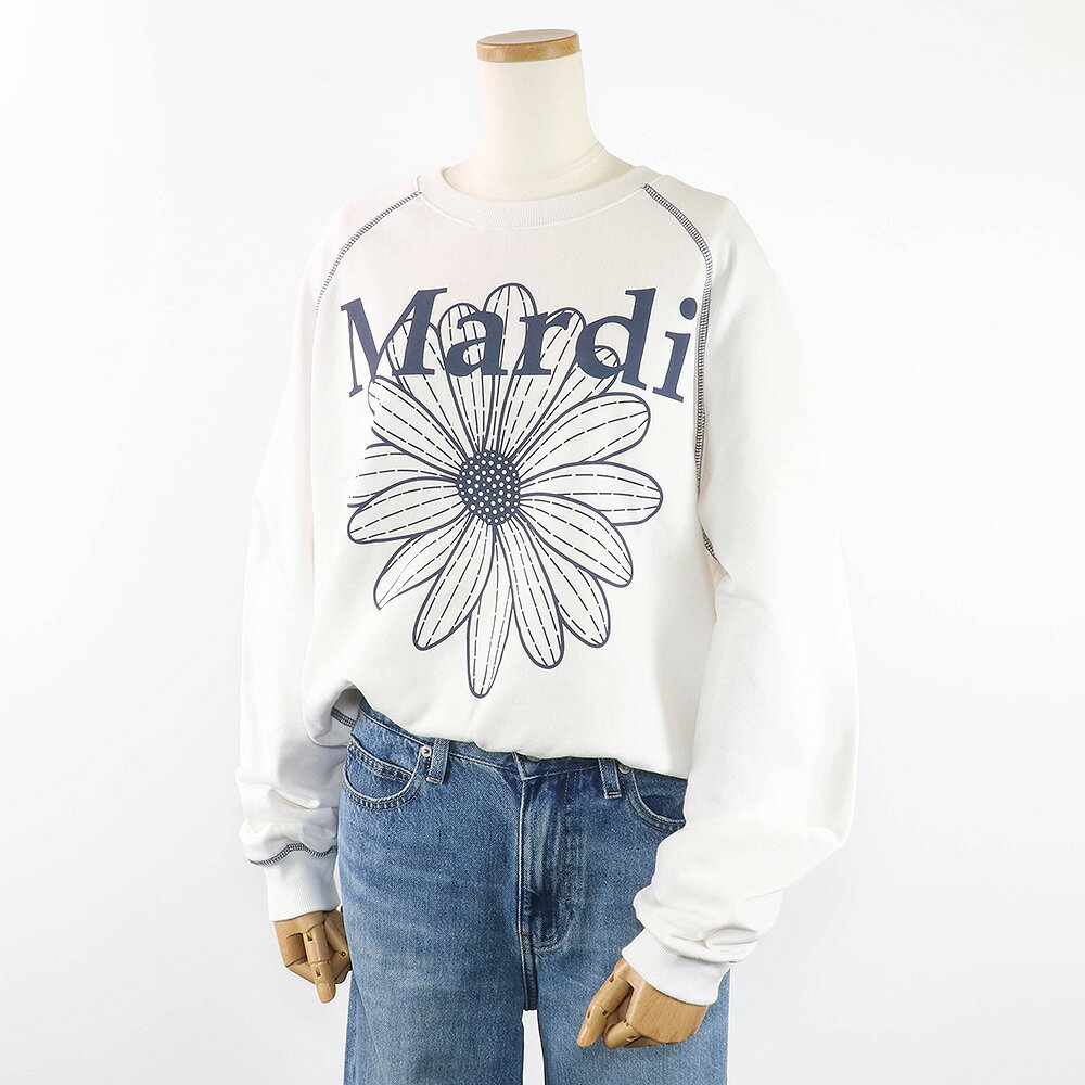 マルディメクルディ Mardi Mercredi スウェット SWEATSHIRT RAGLAN FLOWERMARDI WHITE NAVY 長袖 レディース 韓国 ファッション アパレル クロップド丈
