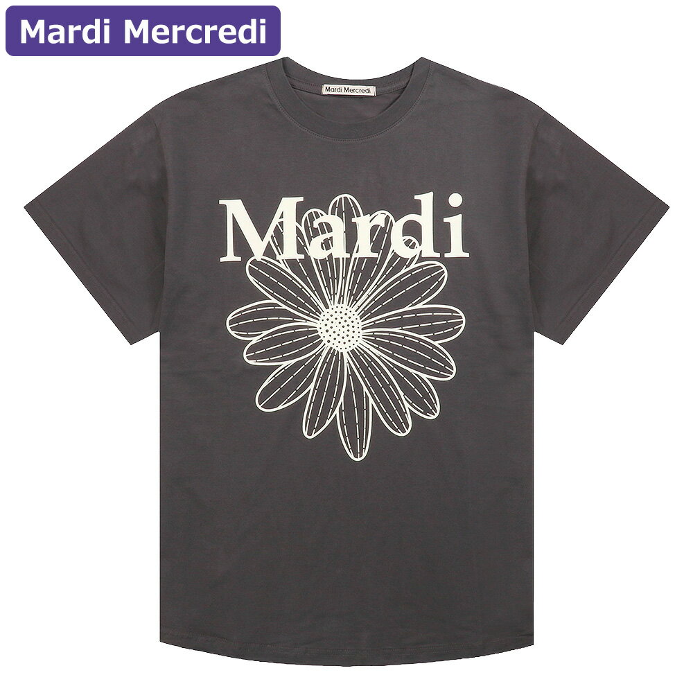マルディメクルディ Mardi Mercredi Tシャツ TSHIRT FLOWERMARDI CHARCOAL IVORY 半袖 レディース 韓国 ファッション アパレル