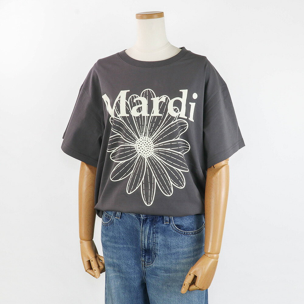 マルディメクルディ Mardi Mercredi Tシャツ TSHIRT FLOWERMARDI CHARCOAL IVORY 半袖 レディース 韓国 ファッション アパレル