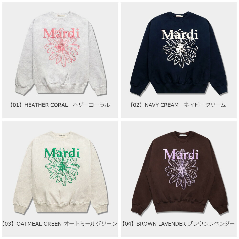 マルディメクルディ Mardi Mercredi スウェット SWEATSHIRT FLOWERMARDI NEEDLEWORK 長袖 レディース 韓国 ファッション アパレル 刺繍 ロゴ