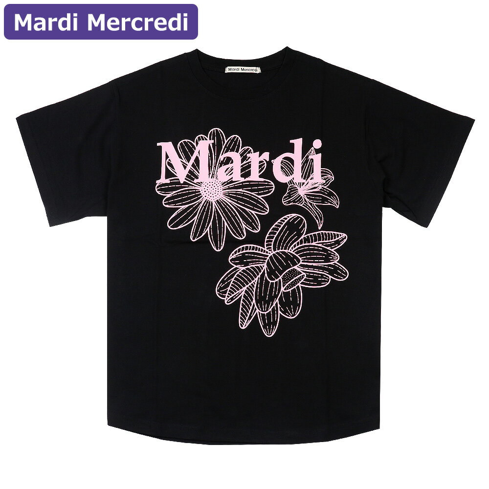 ޥǥ᥯ǥ Mardi Mercredi T TSHIRT TRIPLE FLOWER BLACK PINK Ⱦµ ǥ...