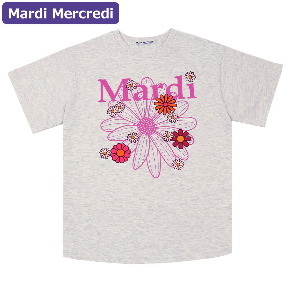 マルディメクルディ Mardi Mercredi Tシャツ TSHIRT FLOWERMARDI BLOSSOM OATMEAL PINK 半袖 レディース 韓国 ファッション アパレル