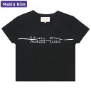 マーティンキム Matin Kim Tシャツ LOGO CUTTED CROP TOP BLACK 半袖 レディース 韓国 ファッション アパレル クロップド丈 スリムサイズ