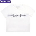 マーティンキム Matin Kim Tシャツ LOGO CUTTED CROP TOP WHITE 半袖 レディース 韓国 ファッション アパレル クロップド丈 スリムサイズ