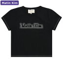 マーティンキム Matin Kim Tシャツ MATIN SHADE LOGO CROP TOP BLACK 半袖 レディース 韓国 ファッション アパレル クロップド丈 スリムサイズ