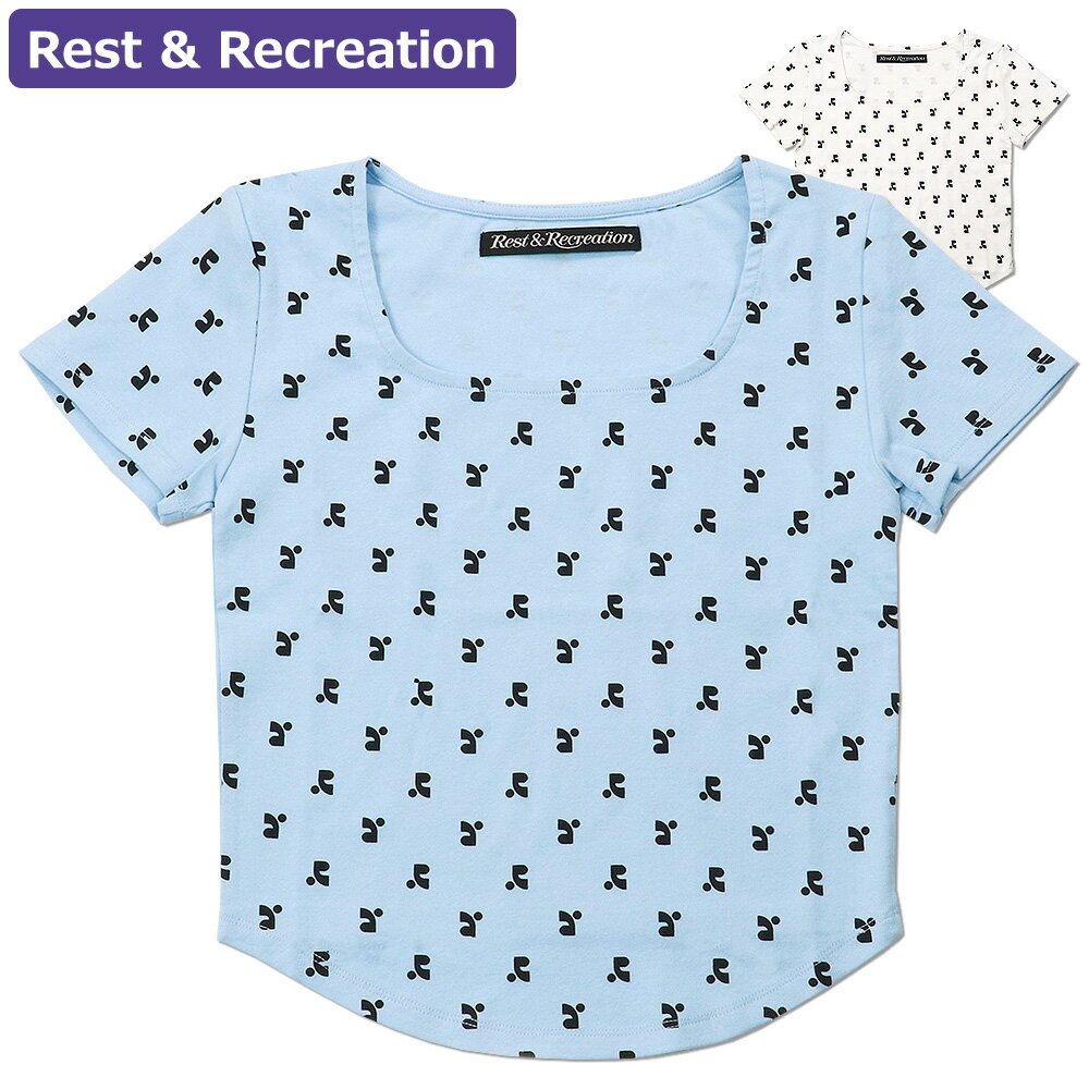 レストアンドレクリエーション Rest＆Recreation Tシャツ RR LOGO PATTERN SQUARE NECK T-SHIRT 半袖 レディース 韓国 ファッション アパレルのサムネイル