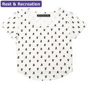 レストアンドレクリエーション Rest&Recreation Tシャツ RR LOGO PATTERN SQUARE NECK T-SHIRT WHITE 半袖 レディース 韓国 ファッション アパレル