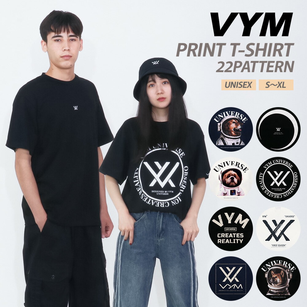 VYM ヴィム Tシャツ 半袖 レディース メンズ 男女兼用 韓国 ファッション ブランド ロゴ 無地