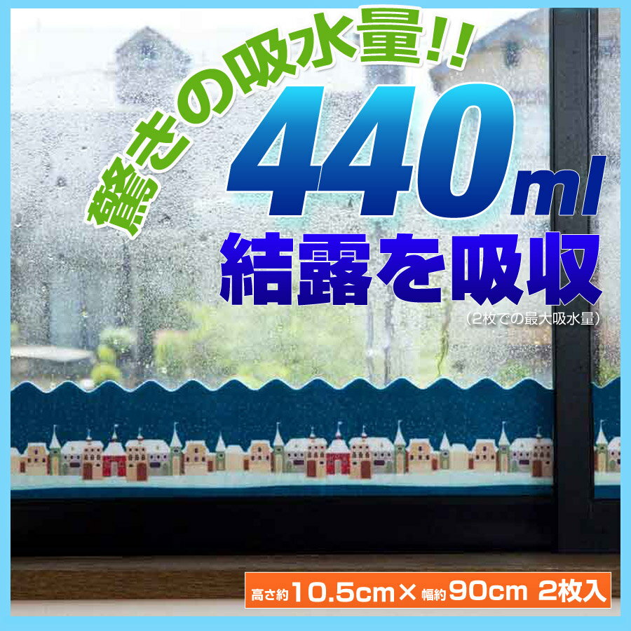 『結露吸水シート』 高さ10.5cm窓 結露防止テープ 結露防止シート 結露 対策 結露対策 結露対策グッズ テープ おしゃれ かわいい 柄 結露 吸水シート 吸水テープ 吸水 デザイン インテリア 柄（スノービレッジ/はりねずみ/グリーンリーフ）