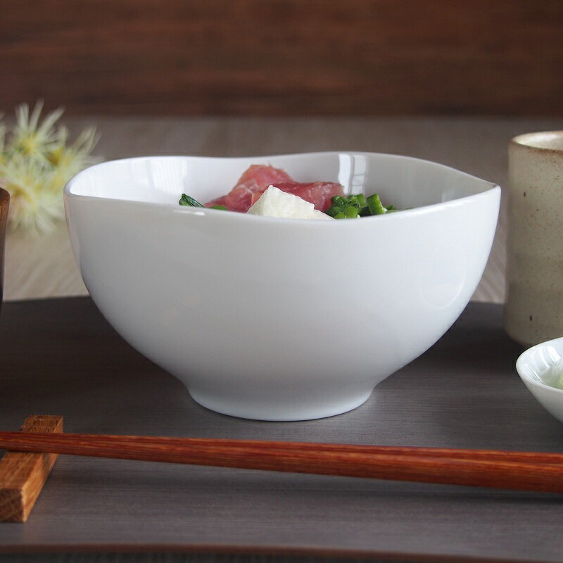 【B級品】白釉　深口丼(φ173)　[普段使いの食器]