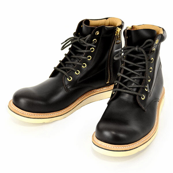 SLOW WEAR LION スローウェア ライオン オイルドレザー プレーン MID ミッド ブーツ プルアップ レザー OB-8593G BOOTS クレープ ビブラム ソール メンズ 男性用 本 革 靴 国産 日本製 サイドジップ 編み上げ レースアップ ワーク ブーツ シューズ ☆送料無料