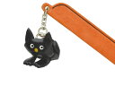 黒ねこおすわり チャームブックマーカー【レザー 本革 VANCA バンカクラフト革物語 国産 ハンドメイド 贈り物 即納】
