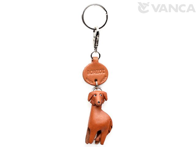 ボルゾイ キーホルダー【レザー 本革 VANCA バンカクラフト革物語 国産 ハンドメイド 贈り物 即納】