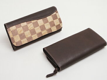 VARCO REAL WOOD ICHI ロングウォレット 長財布 レディース カード 大容量 小銭入れあり 日本製 革製 本革 レザー 牛革 木製 天然木 木 おしゃれ かわいい 大人 ペア 小銭入れ付き かぶせ カラーオーダー オリジナル 市松 市松模様 革 チェック