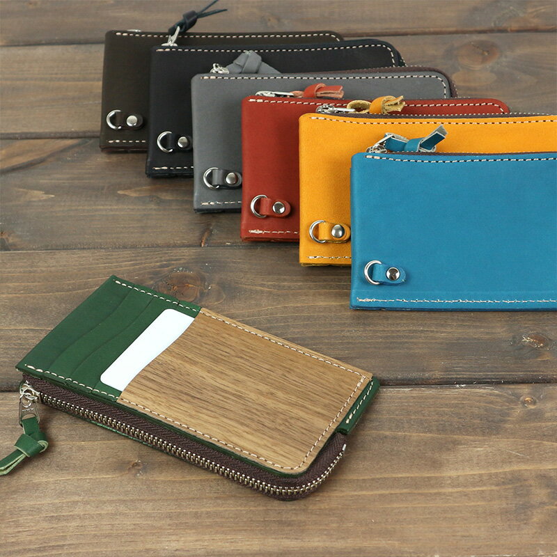 VARCO REAL WOOD フラグメントケース 財布 薄型 カードケース コインケース 小銭入れ メンズ レディース 革 本革 ヌメ革 革製 レザー 木 木...