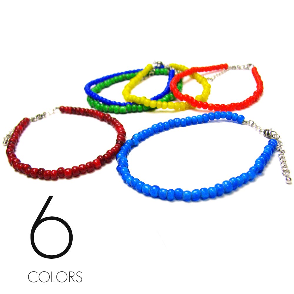 VASEERA -ヴァシーラ- 5mmホワイトハーツ(ネイティブスピリッツビーズ) 全6色 アジャスター付きアンクレット【メンズ/レディース両対応/ ハワイアン...