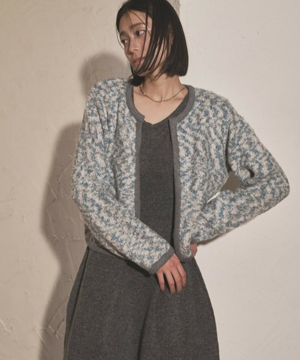 SALE セール 50 OFF【Audrey and John Wad】オードリーアンドジョンワッド BOUCLE MIX KNIT JACKET レディース ジャケット ノーカラー ノーカラージャケット ツイード ツイードジャケット ニット ニットジャケット カーディガン カーディガンジャケット ブークレ ブランド